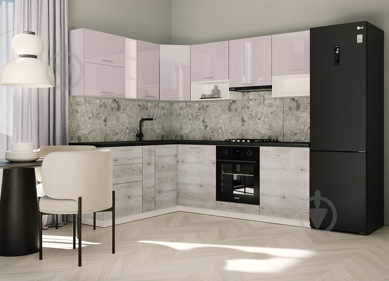 Кухня модульная ROKO Руна прямая МДФ / ДСП 1,8×1,8м латте глянец/дуб полярный/белый - фото 1 Кухня модульная ROKO Руна прямая МДФ / ДСП 1,8×1,8м латте глянец/дуб полярный/белый - фото 1