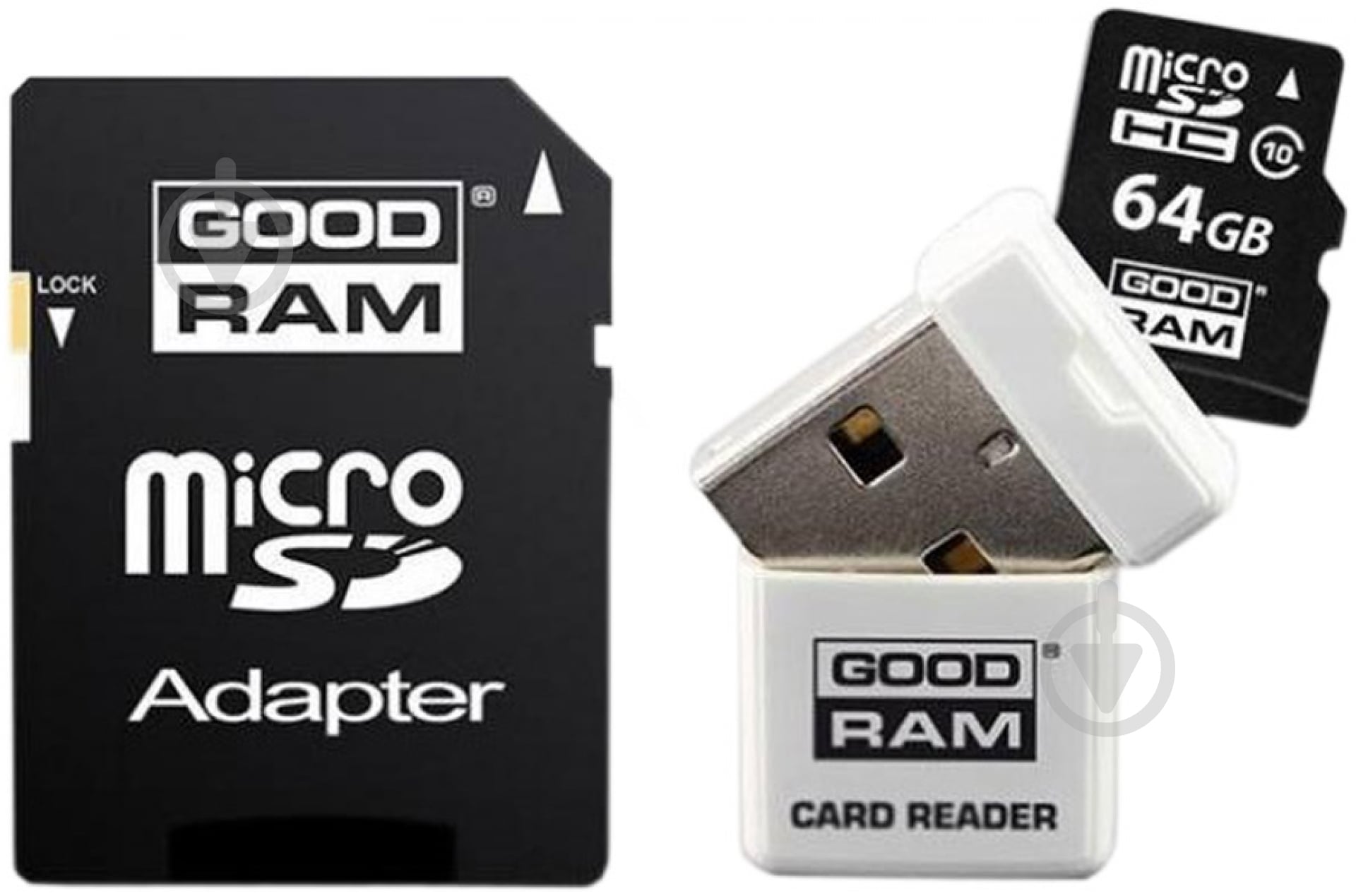 Карта памяти Goodram microSDHC 8GB Class 10 3 в 1 (USDR48GBC10R9) - фото 1