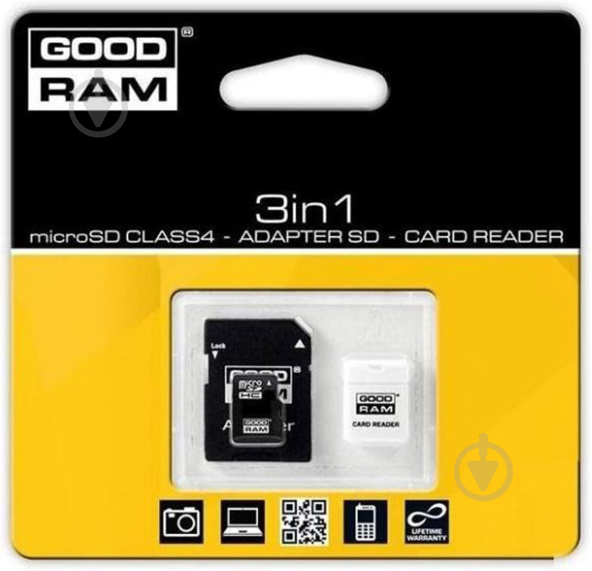 Карта памяти Goodram microSDHC 8GB Class 10 3 в 1 (USDR48GBC10R9) - фото 2