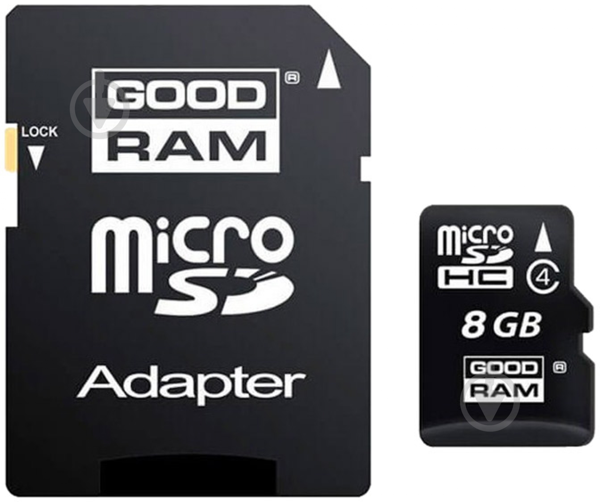 Карта памяти Goodram microSDHC 8GB Class 4 + adapter (SDU8GHCAGRR10) - фото 1