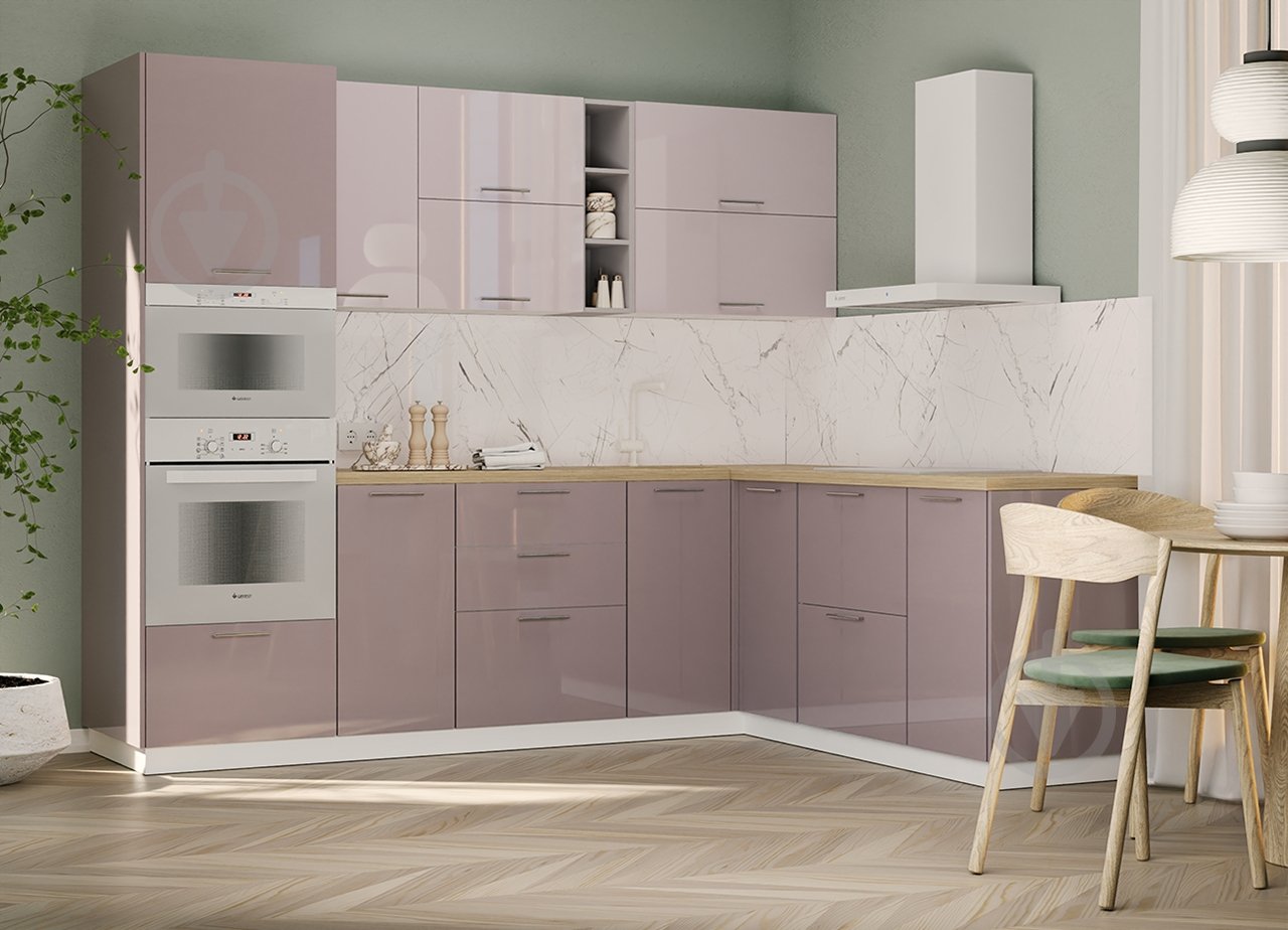 Кухня модульна ROKO Руна пряма МДФ 2,65×2,65м лате глянець/какао глянець/білий - фото 1 Кухня модульна ROKO Руна пряма МДФ 2,65×2,65м лате глянець/какао глянець/білий - фото 1