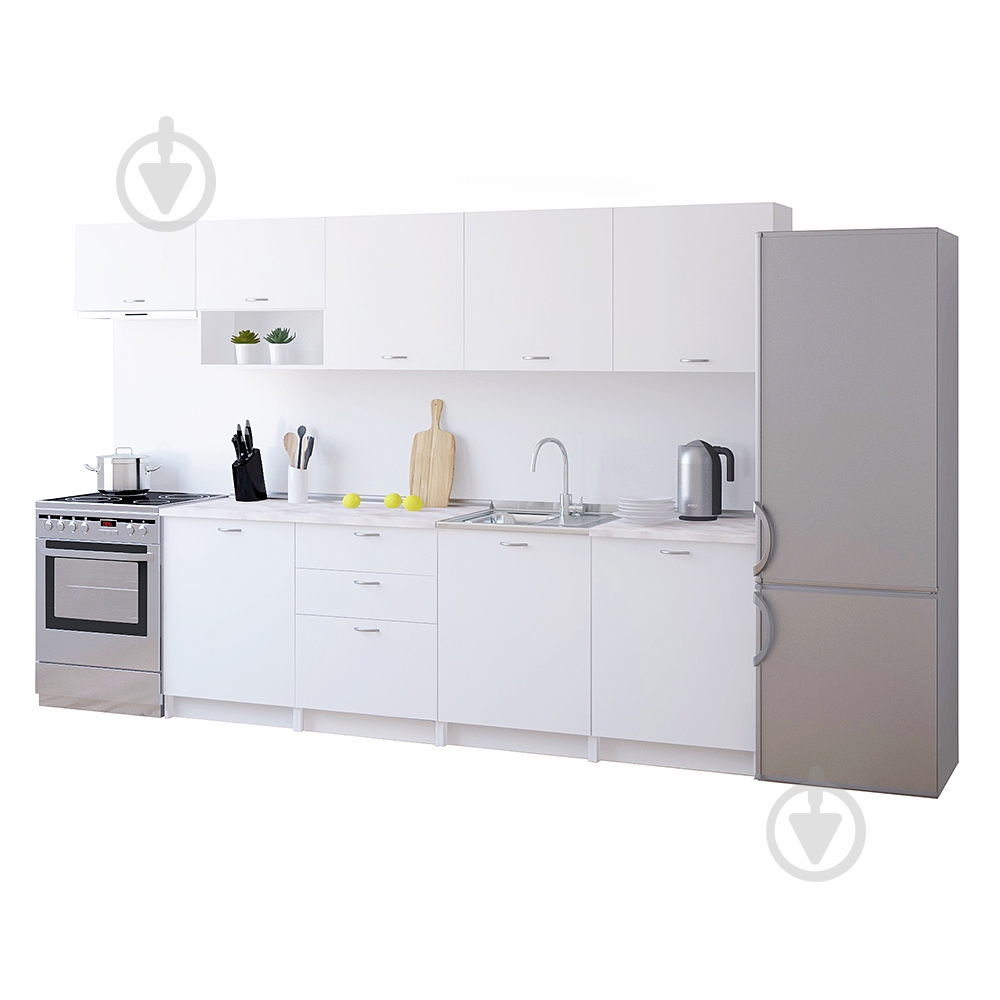 Кухня ROKO Олівія ДСП 3м білий/білий - фото 1 Кухня ROKO Олівія ДСП 3м білий/білий - фото 1