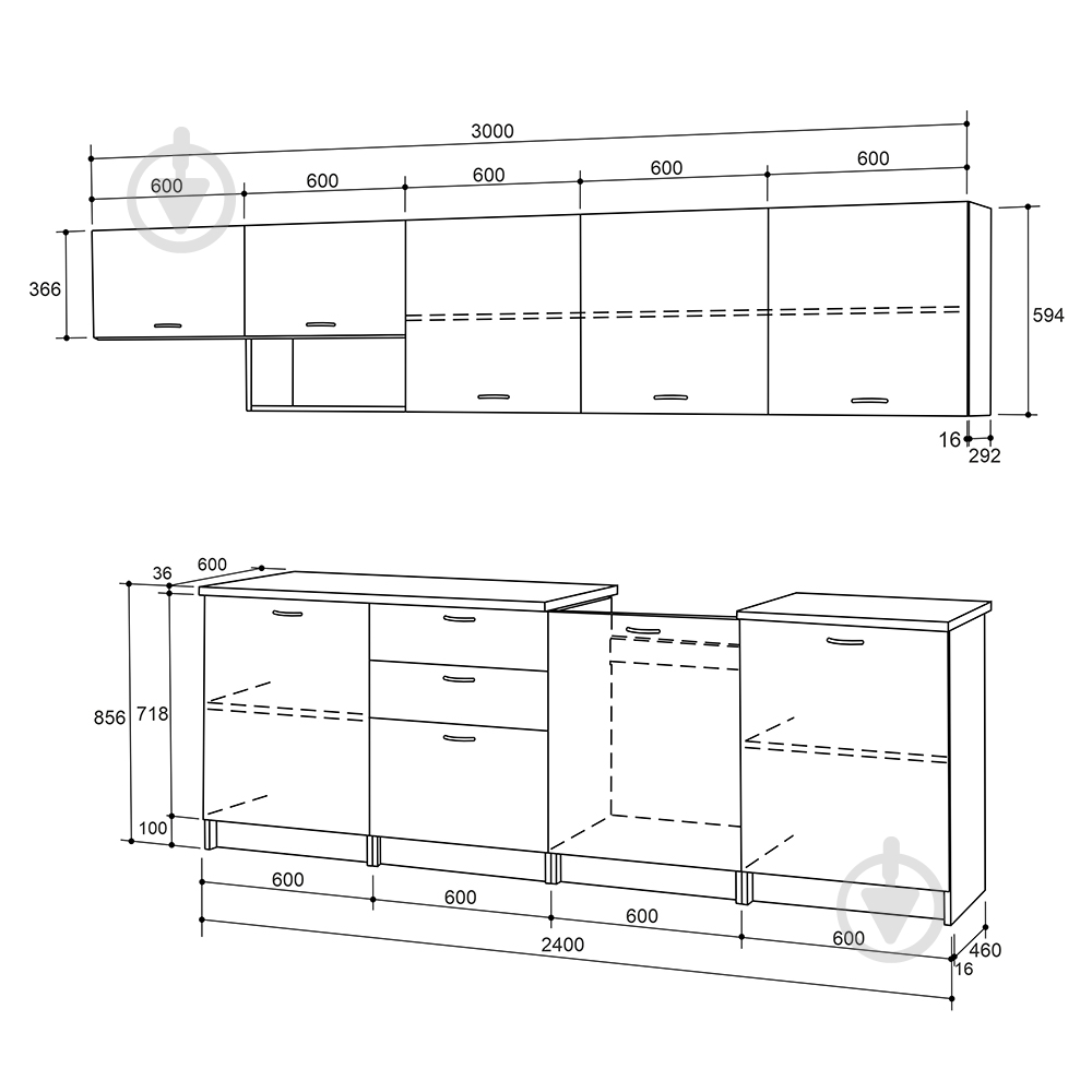Кухня ROKO Олівія ДСП 3м дуб сонома/білий - фото 3 Кухня ROKO Олівія ДСП 3м дуб сонома/білий - фото 3