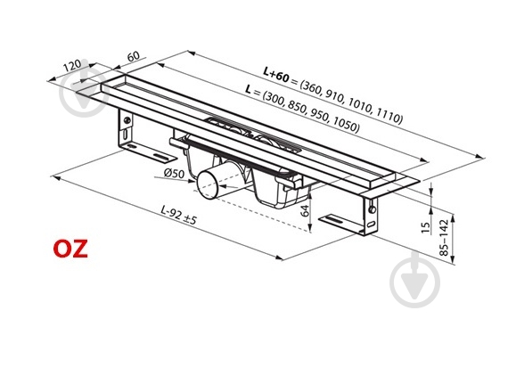 Душевой трап Ravak OZ RAVAK 10° 850 - фото 2