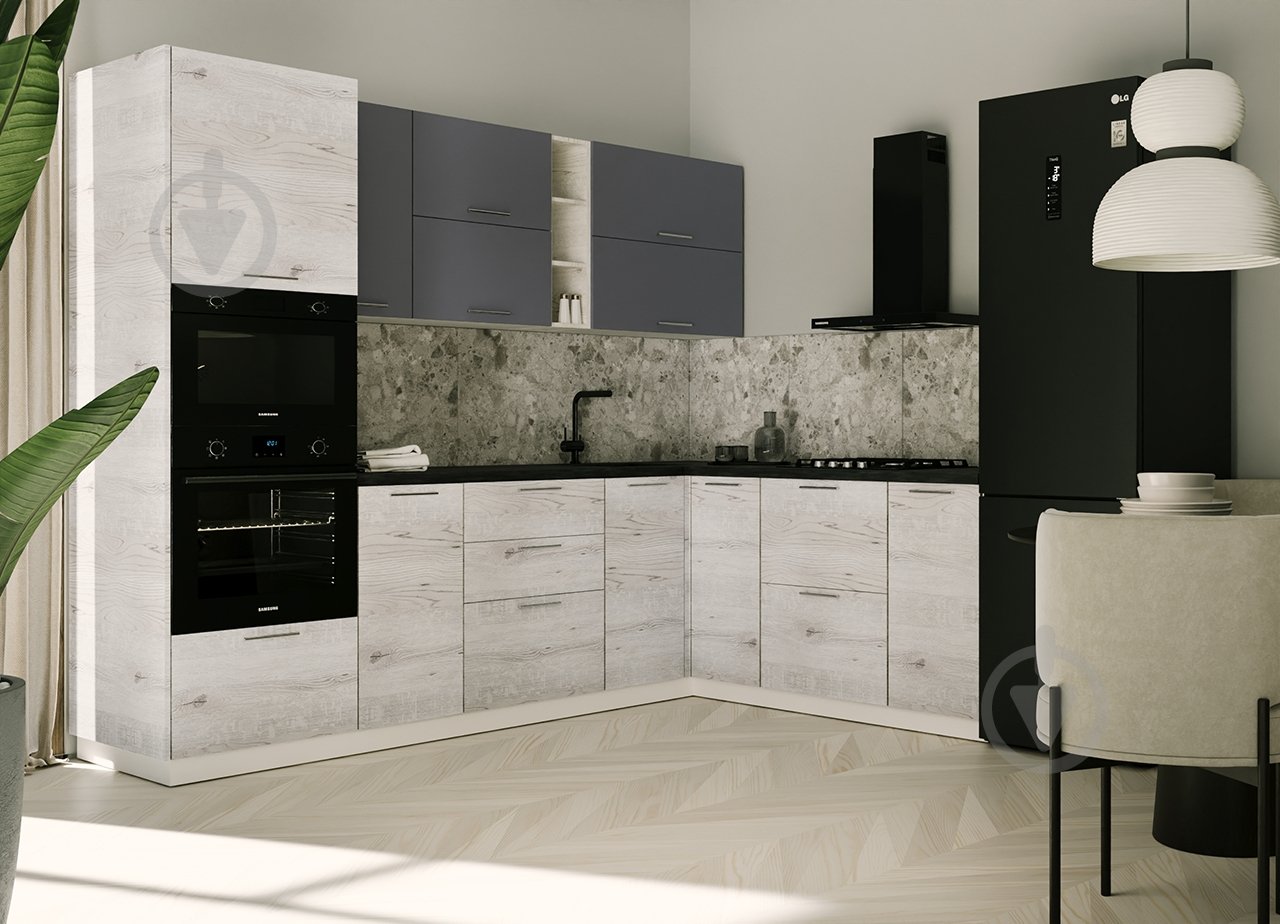 Кухня модульна ROKO Руна пряма ДСП 2,65×2,65м сірий попіл/дуб полярний/білий - фото 1 Кухня модульна ROKO Руна пряма ДСП 2,65×2,65м сірий попіл/дуб полярний/білий - фото 1