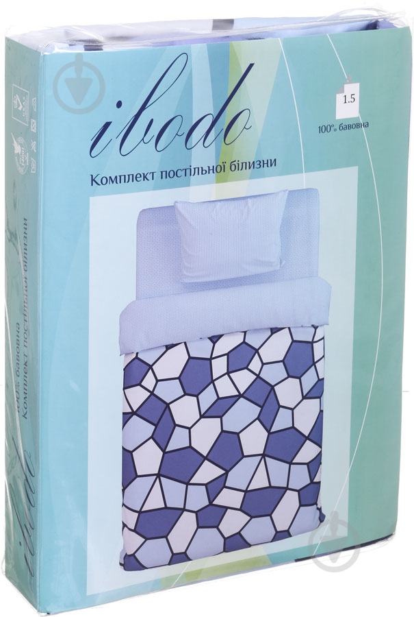 Комплект постельного белья crushed ice 1.5 голубой Ibodo - фото 2