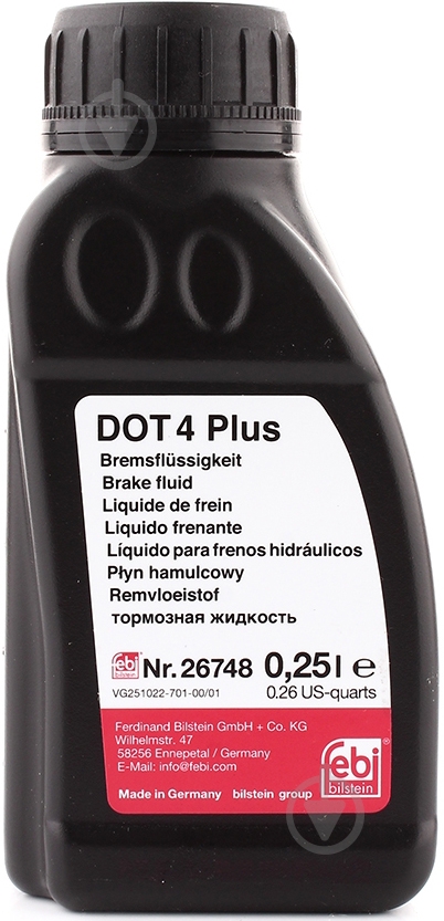 Тормозная жидкость FEBI BILSTEIN DOT-4+ 0,25 л (26748) - фото 1 Тормозная жидкость FEBI BILSTEIN DOT-4+ 0,25 л (26748) - фото 1