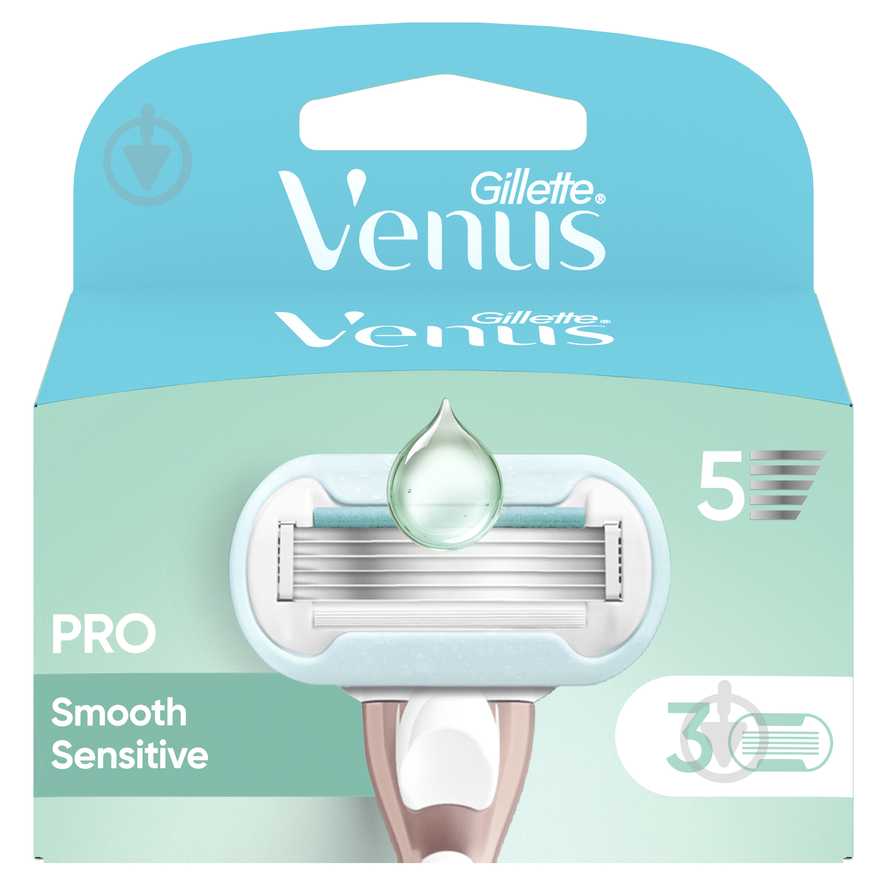 Змінний картридж Gillette Venus Pro Smooth Sensitive 3 шт. - фото 2 Змінний картридж Gillette Venus Pro Smooth Sensitive 3 шт. - фото 2