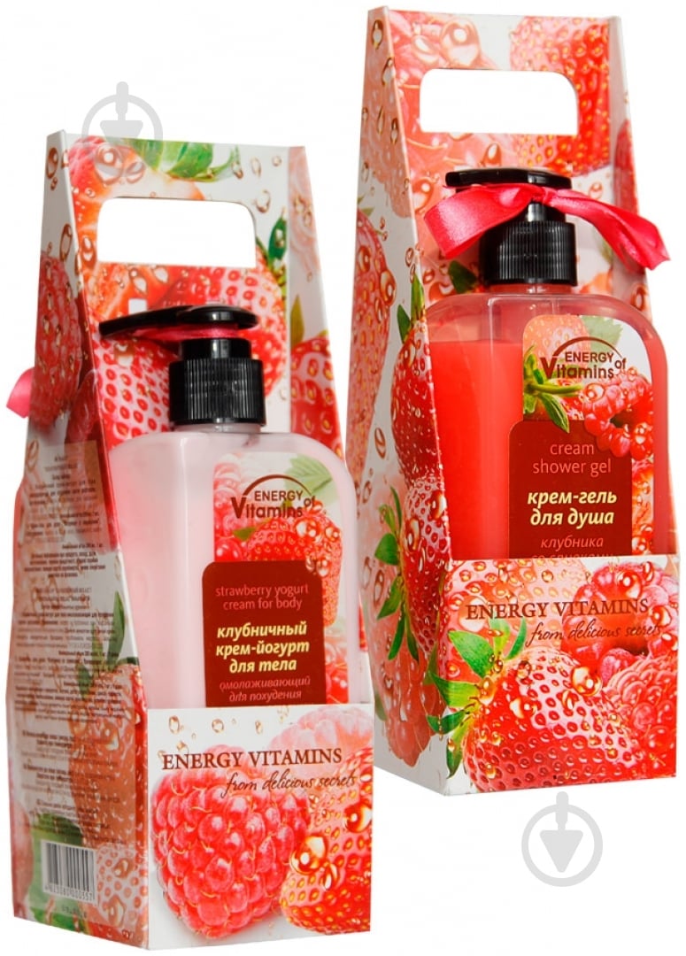 Косметичний набір Energy of Vitamins крем-йогурт для тіла + крем-гель для душа Полуниця - фото 1