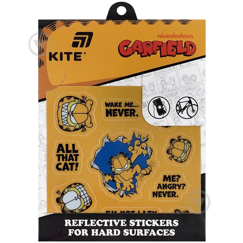 Набір стікерів світловідбивних KITE для твердих поверхонь Garfield GF25-115 - фото 1 Набір стікерів світловідбивних KITE для твердих поверхонь Garfield GF25-115 - фото 1