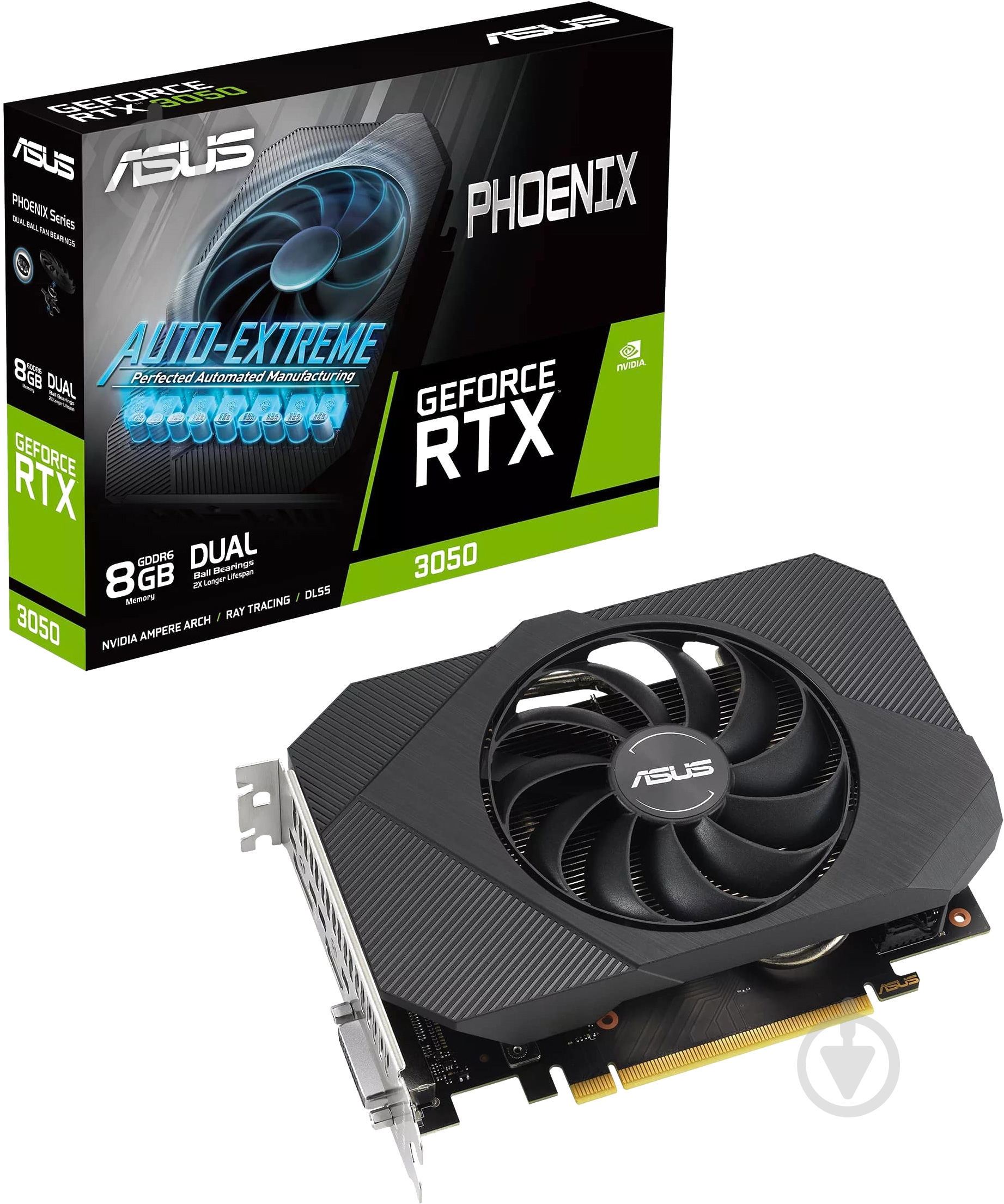 Видеокарта Asus GeForce RTX 3050 PH-RTX3050-8G-V2 8GB GDDR6 128bit (90YV0GH8-M0NA00) - фото 1 Видеокарта Asus GeForce RTX 3050 PH-RTX3050-8G-V2 8GB GDDR6 128bit (90YV0GH8-M0NA00) - фото 1