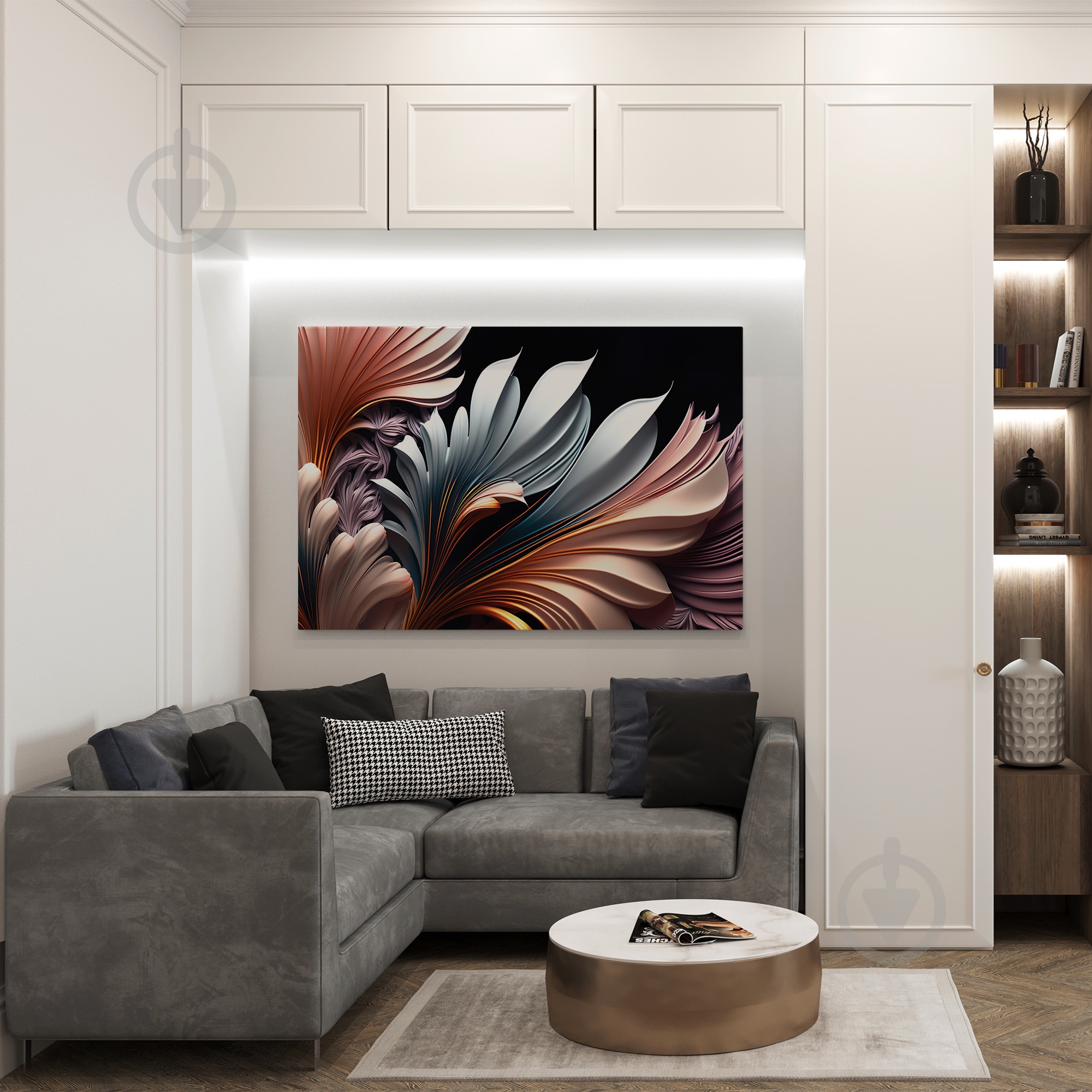 Картина на полотні Об'ємне листя 80x110 см WS Holst 1140420235 - фото 3 Картина на полотні Об'ємне листя 80x110 см WS Holst 1140420235 - фото 3