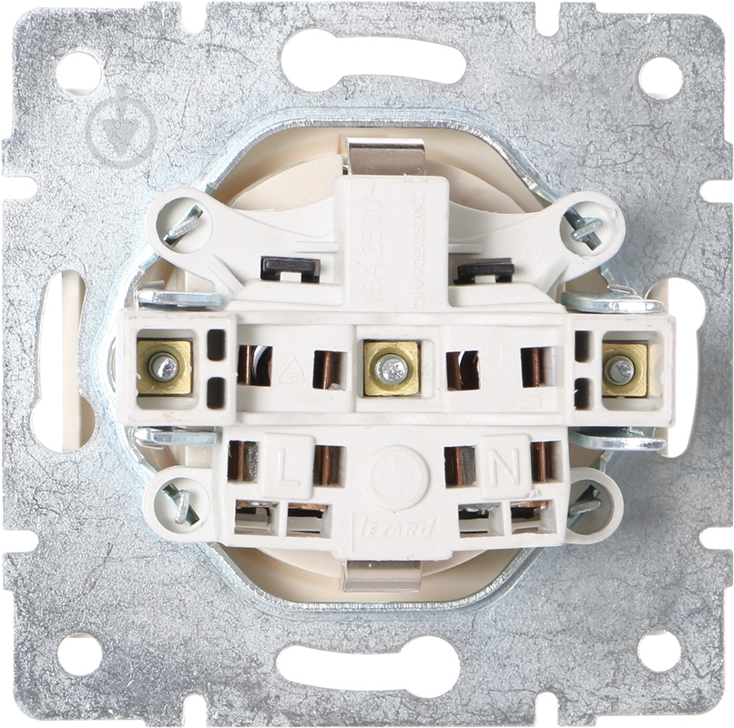 Розетка с заземлением Lezard Rain крем 703-0388-122B - фото 4