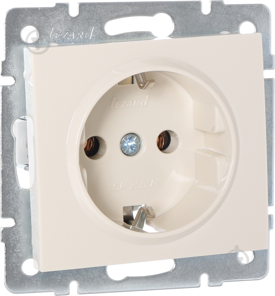 Розетка с заземлением Lezard Rain крем 703-0388-122B - фото 2