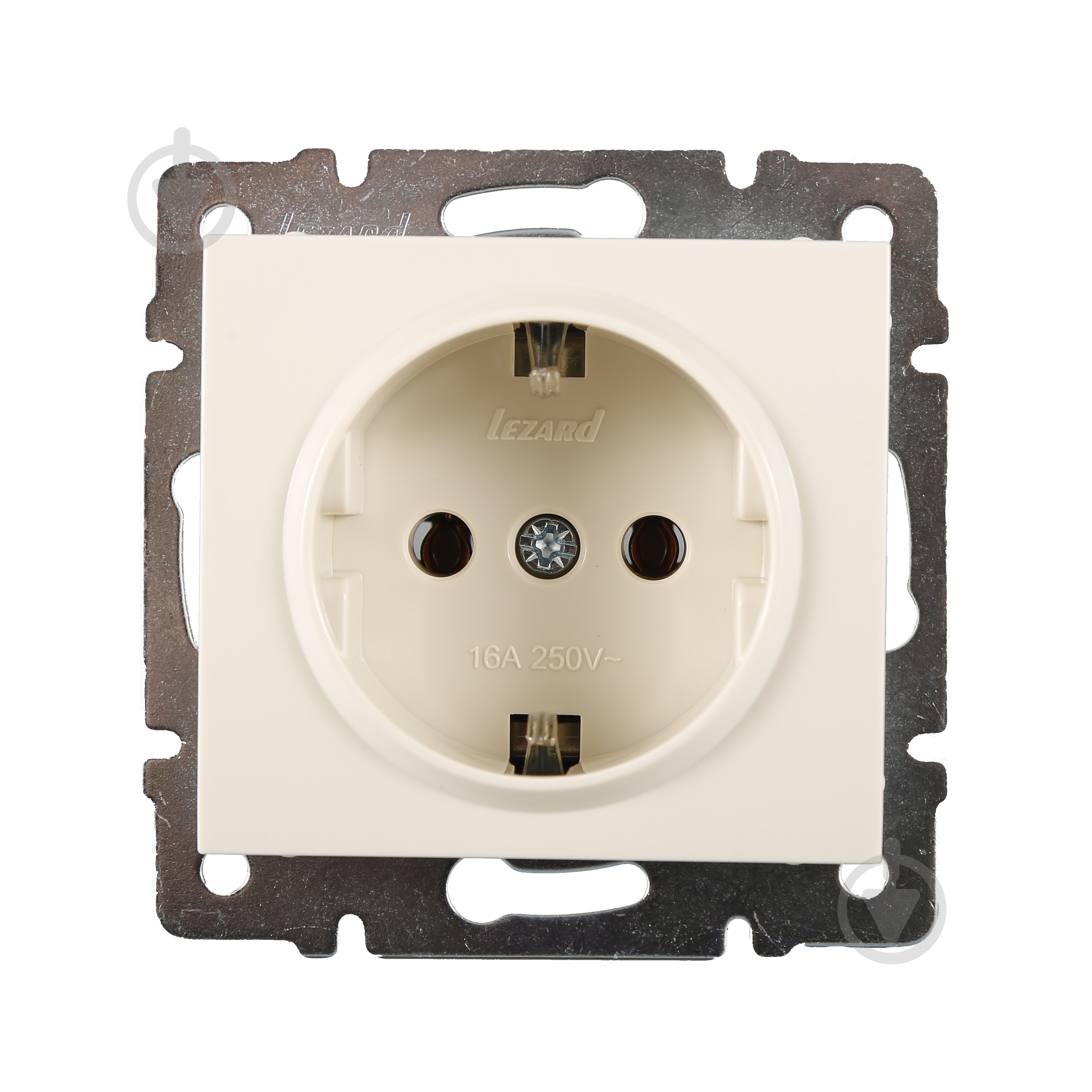 Розетка с заземлением Lezard Rain крем 703-0388-122B - фото 1