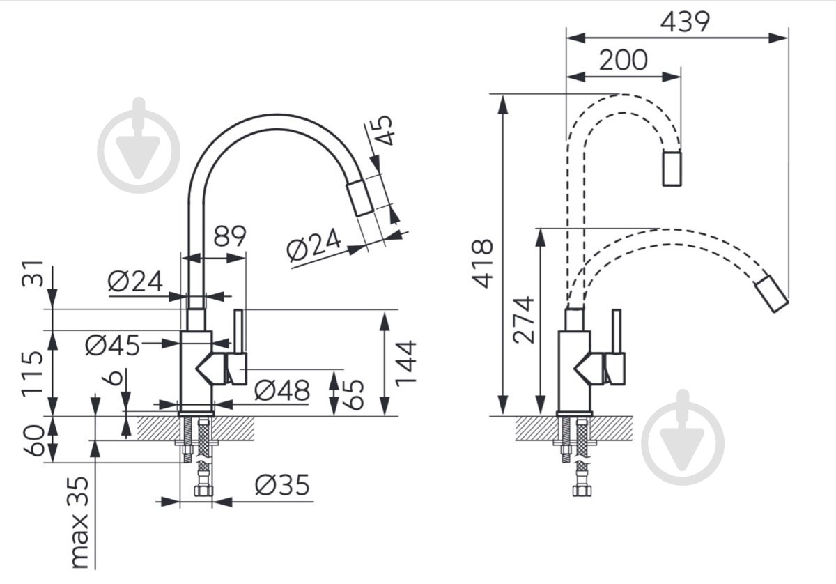 Змішувач для кухні Ferro Zumba Inox BZA4WSS - фото 2 Змішувач для кухні Ferro Zumba Inox BZA4WSS - фото 2