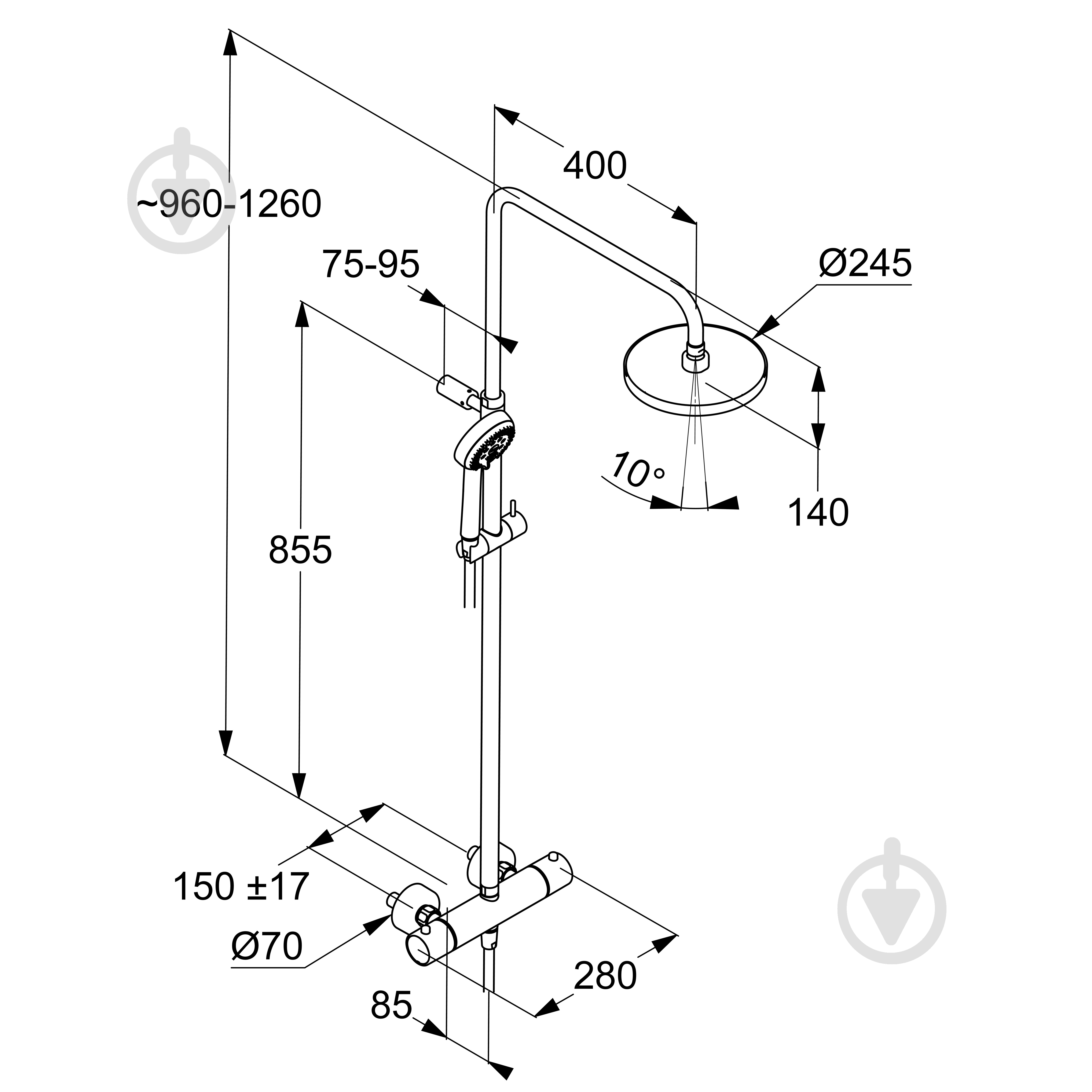 Душова система Kludi LOGO DUAL SHOWER SYSTEM з термостатом DN 15 black - фото 2 Душова система Kludi LOGO DUAL SHOWER SYSTEM з термостатом DN 15 black - фото 2
