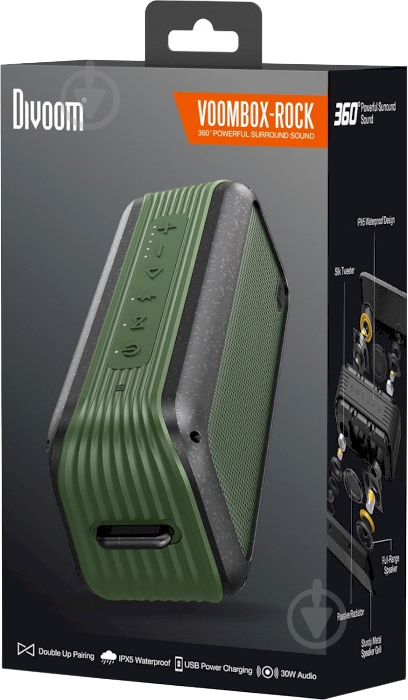 Акустика Divoom Voombox-Rock 2.0 green - фото 7 Акустика Divoom Voombox-Rock 2.0 green - фото 7
