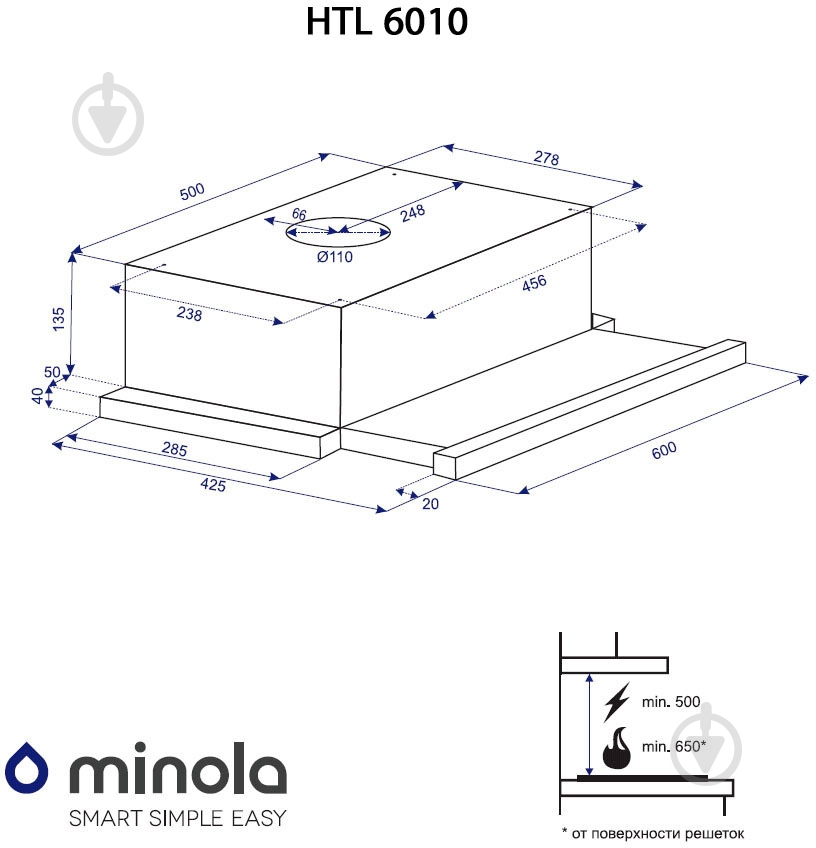 Вытяжка Minola HTL 6010 BL 430 - фото 8 Вытяжка Minola HTL 6010 BL 430 - фото 8