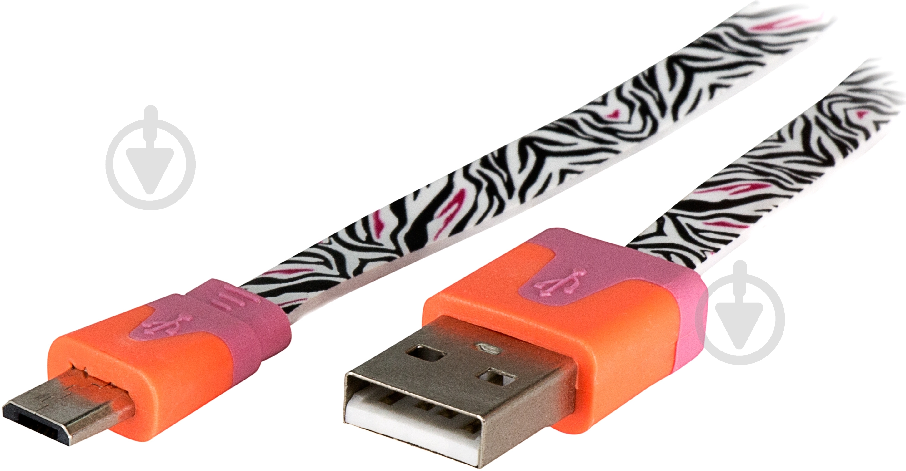 Кабель Luxe Cube 1 м белыйчерный (FLAT USB MICRO TO USB ZEBRA) - фото 2