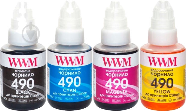 Чернила WWM C490SET4 black magenta yellow cyan - фото 1