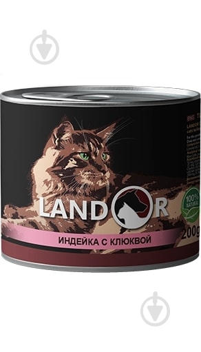 Консерва для стерилізованих котів LANDOR Adult Sterilized Індичка та журавлина 200 г - фото 1