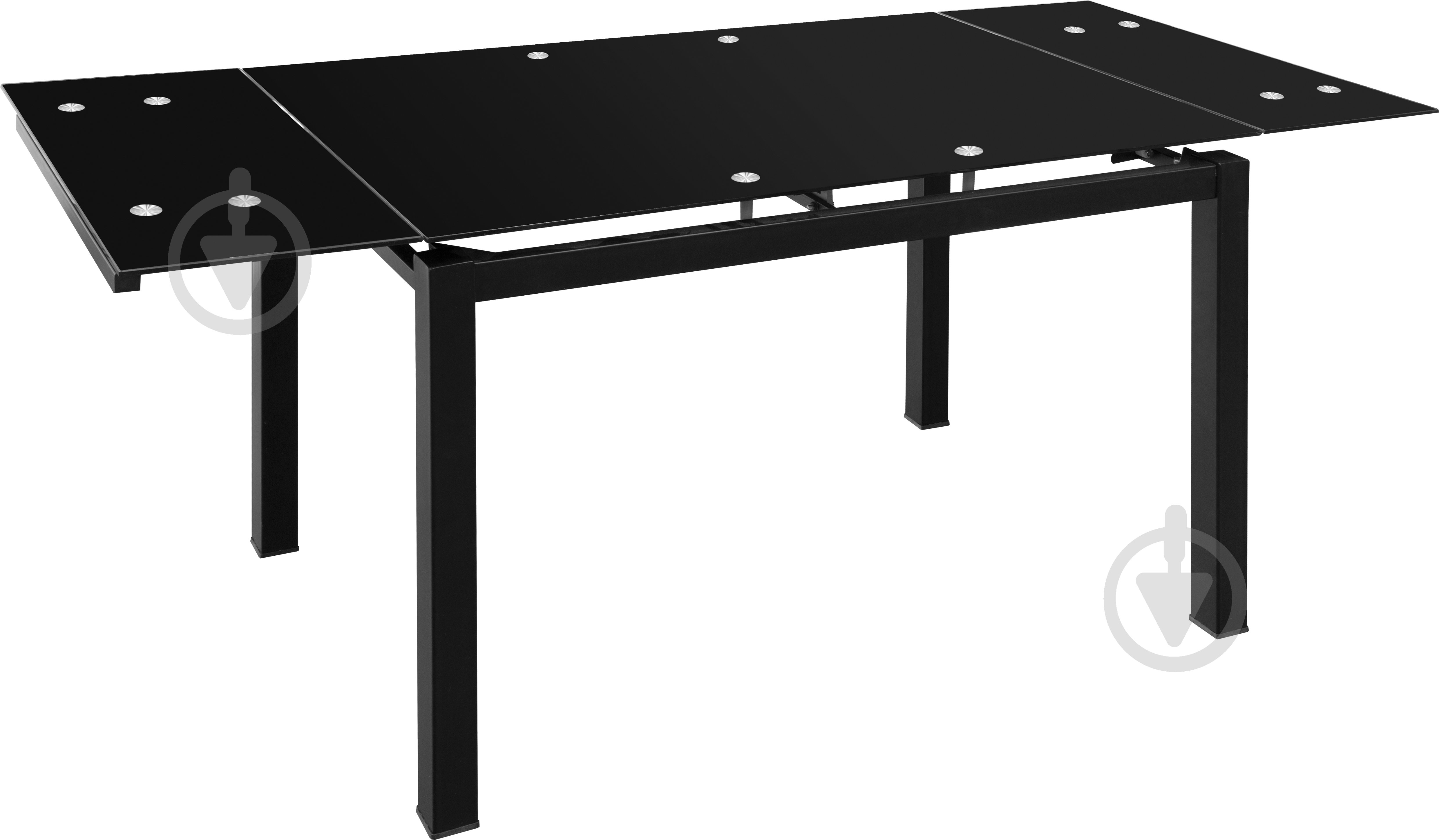 Стіл обідній Центр Меблів Crystal black скляний 1100(1700)x700x760мм чорний/чорний - фото 2