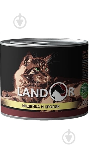Консерва для дорослих котів LANDOR AdultІндичка та кролик 200 г - фото 1