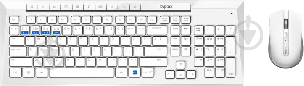 Комплект бездротовий RAPOO 8200М Wireless White - фото 1