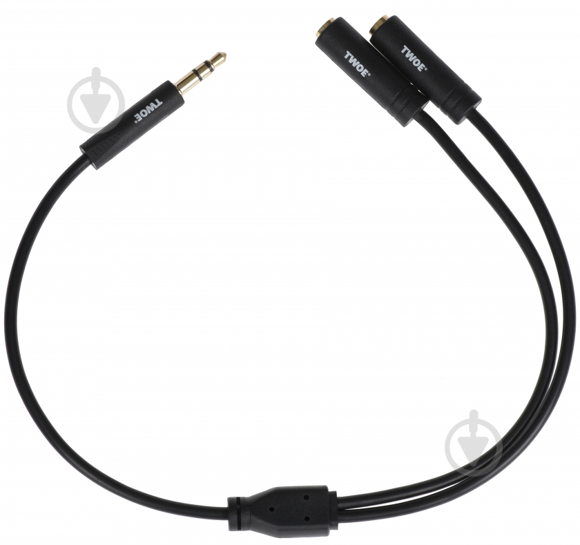 Кабель 2E mini-jack 3,5 мм – 2хmini-jack 3,5 мм чорний (2E-W9697) - фото 1
