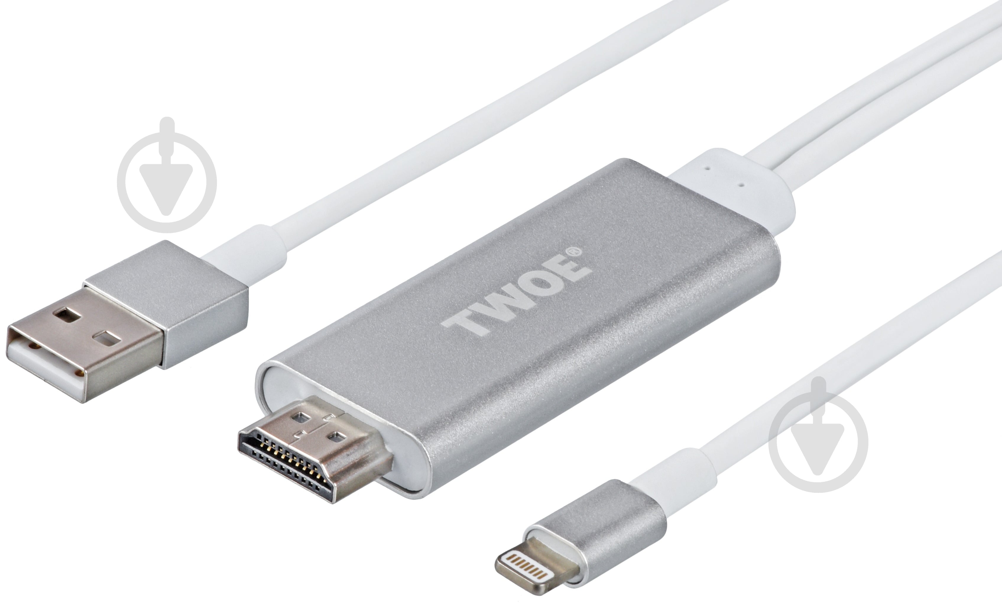 Адаптер 2E Lightning – HDMI + USB 2.0 2 м серебристый (2EW-2327) - фото 1