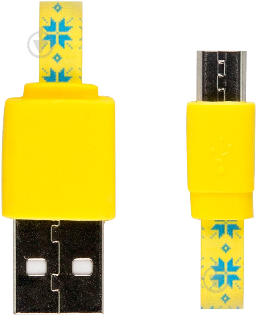 Кабель Luxe Cube 1 м жовтий (FLAT USB MICRO TO USB UKRAINE) - фото 1