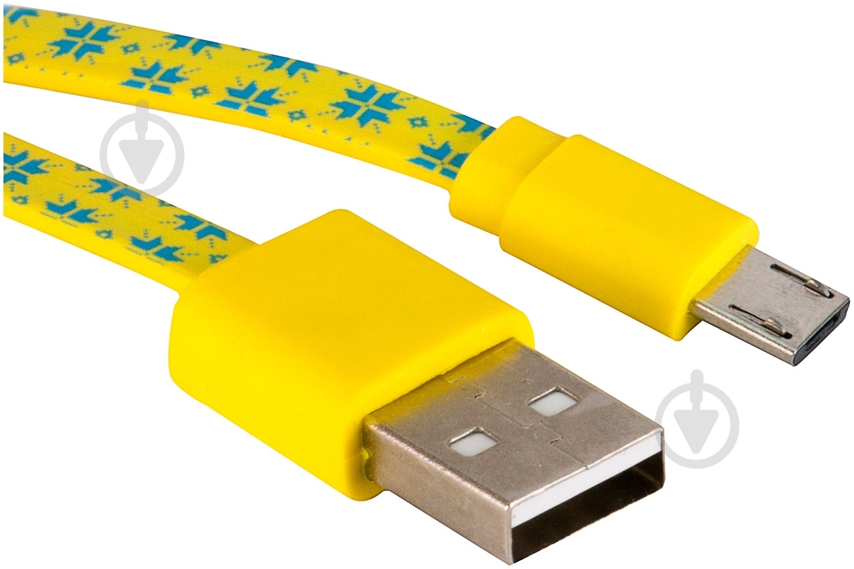 Кабель Luxe Cube 1 м жовтий (FLAT USB MICRO TO USB UKRAINE) - фото 2