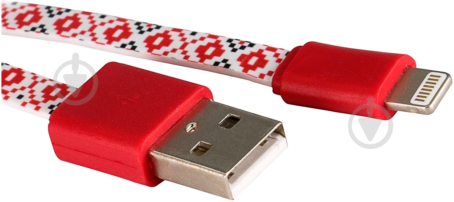 Кабель Luxe Cube 1 м червоний (FLAT LIGHTNING TO USB UKRAINE) - фото 2