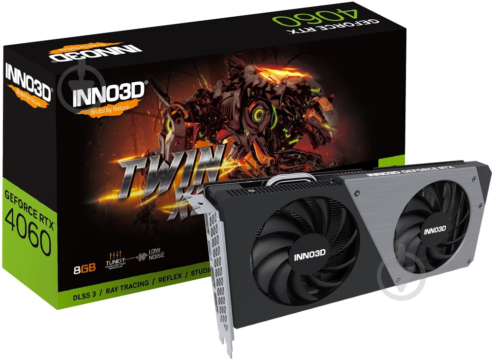 Відеокарта Inno3D GeForce RTX 4060 Twin X2 8GB GDDR6 128bit (N40602-08D6-173051N) - фото 1 Відеокарта Inno3D GeForce RTX 4060 Twin X2 8GB GDDR6 128bit (N40602-08D6-173051N) - фото 1