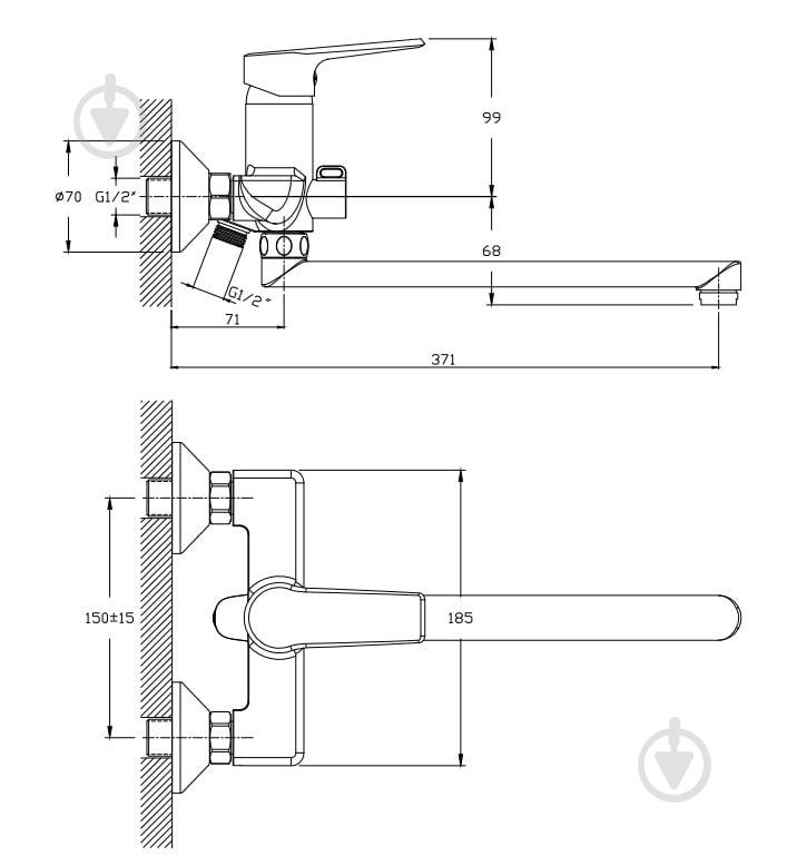Змішувач для ванни/душу Koller Pool Edge універсальний з довгим виливом - фото 2 Змішувач для ванни/душу Koller Pool Edge універсальний з довгим виливом - фото 2