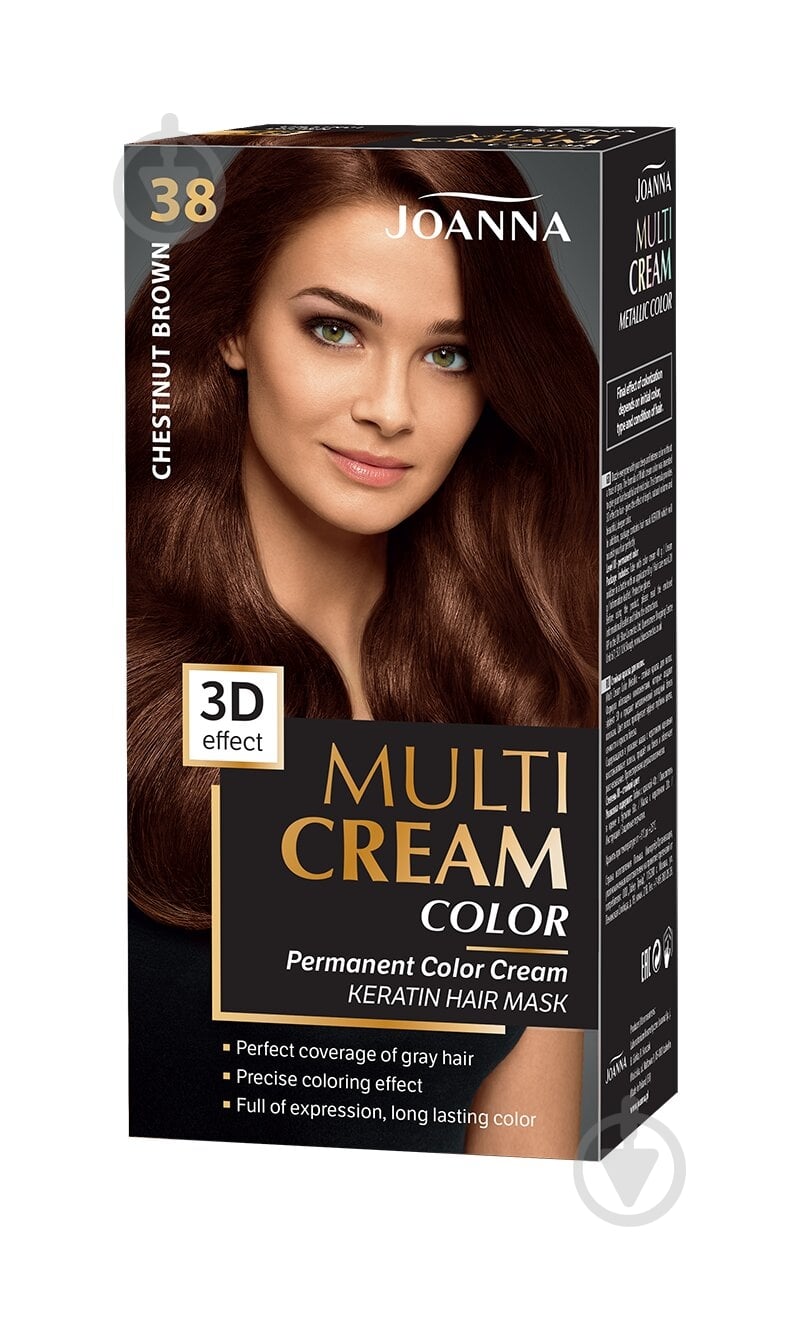 Краска для волос Joanna Multi Cream Color №38 каштаново-бурый 100 мл - фото 1 Краска для волос Joanna Multi Cream Color №38 каштаново-бурый 100 мл - фото 1