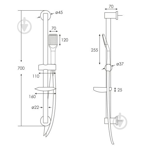 Душевой гарнитур RJ RJSH000-03CH - фото 2 Душевой гарнитур RJ RJSH000-03CH - фото 2