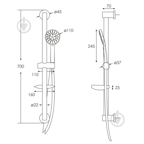 Душевой гарнитур RJ RJSH000-04CH - фото 2