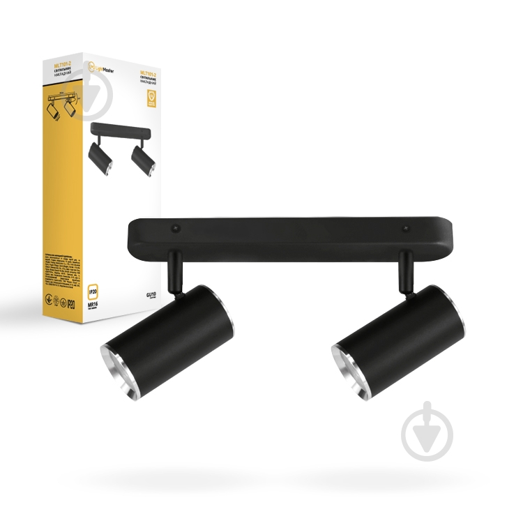 Светильник точечный LightMaster 35 Вт GU10 черный с серебристым LightMaster MLT101-2 MR16/GU1 - фото 3