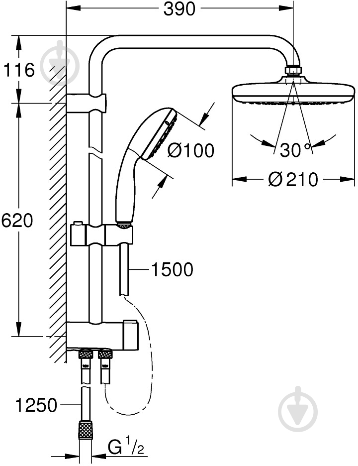 Душова система Grohe Vitalio Start 210 26382001 - фото 2