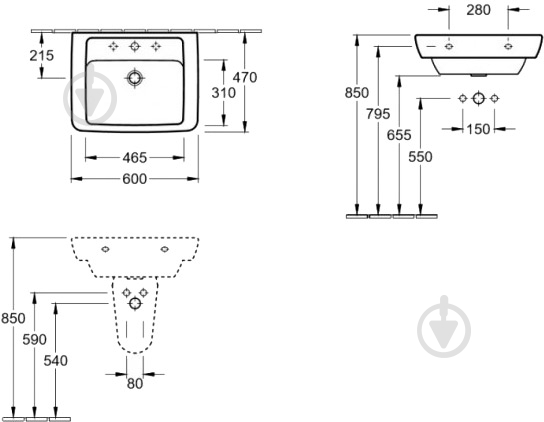 Умывальник Villeroy & Boch Verity Design 55 - фото 2