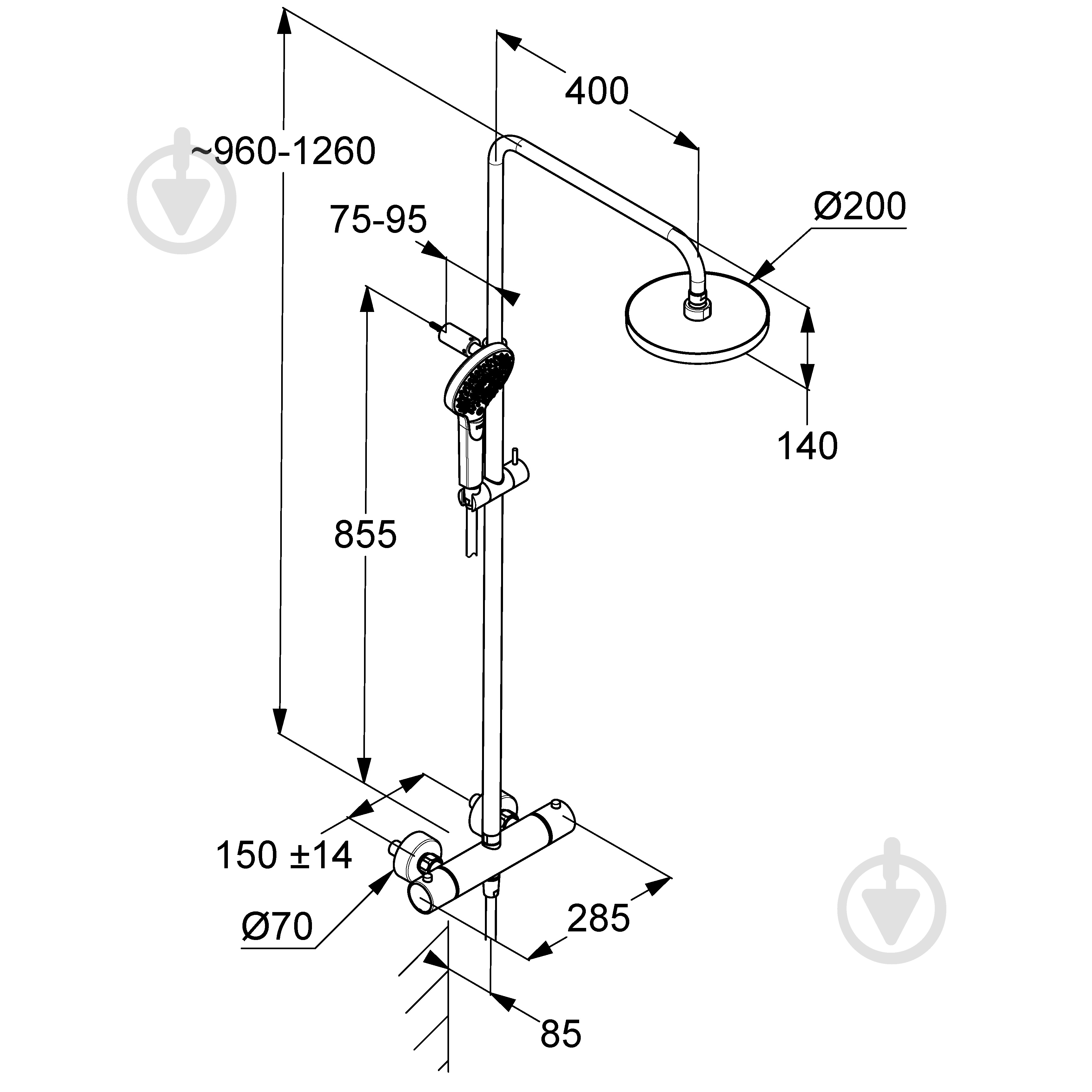 Душевая система Kludi DUAL SHOWER SYSTEM с термостатом DN 15 (690790500) - фото 2