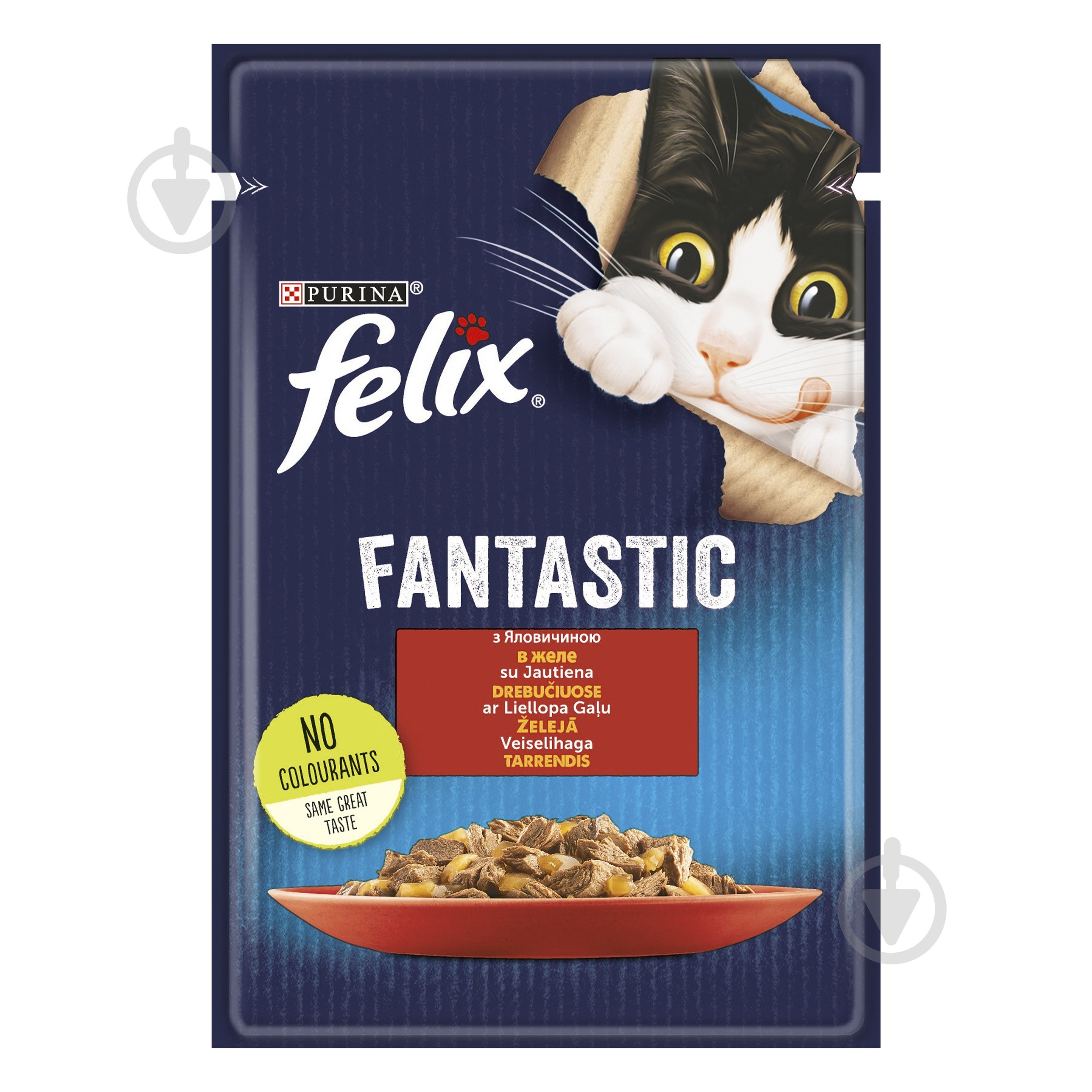 Корм влажный для котов FELIX by Purina Fantastic с говядиной в желе 26 шт. 85 г - фото 2