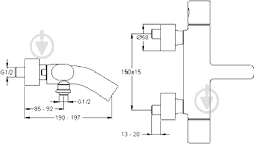 Смеситель для ванны Jacob Delafon Talan E10089RU-CP - фото 2 Смеситель для ванны Jacob Delafon Talan E10089RU-CP - фото 2
