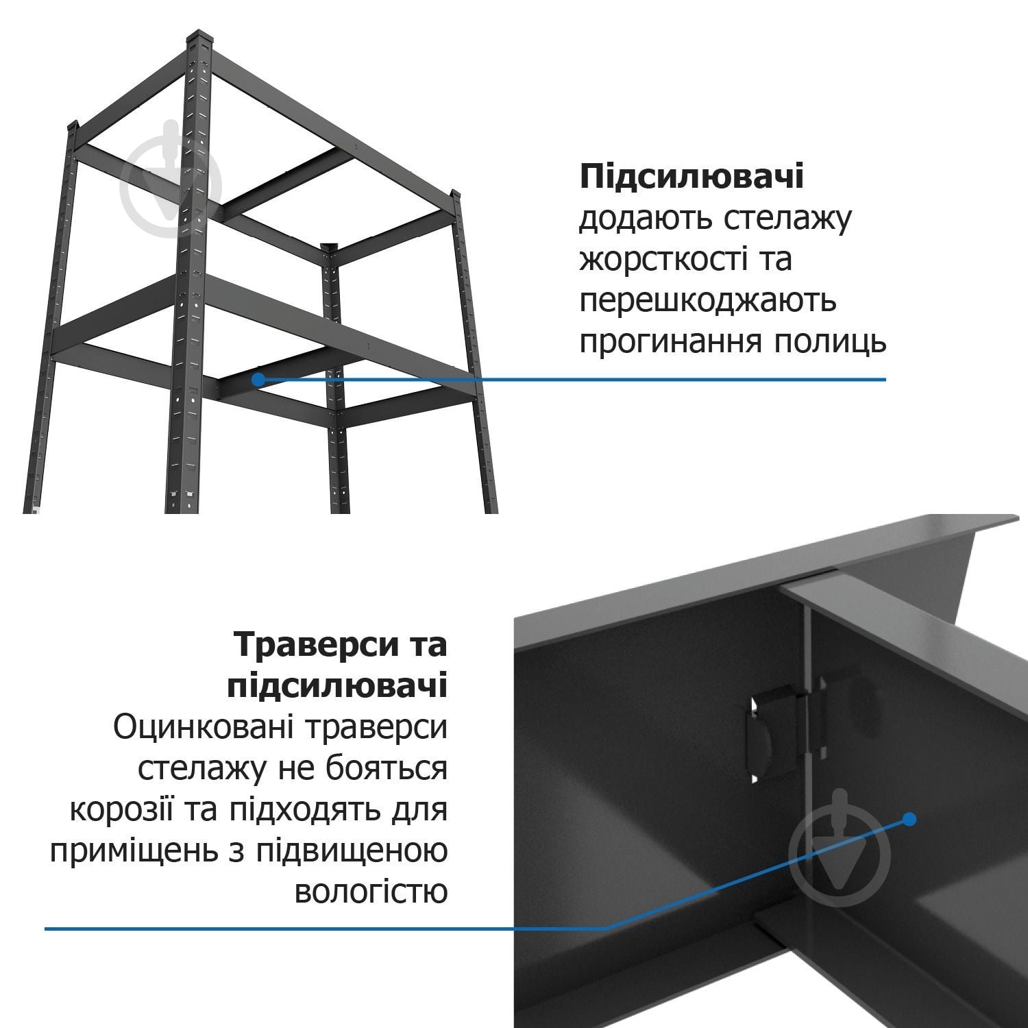 Стеллаж 1800x700x300 мм Меткас Бюджет антрацит ДСП полки 5 шт. крашенный - фото 8