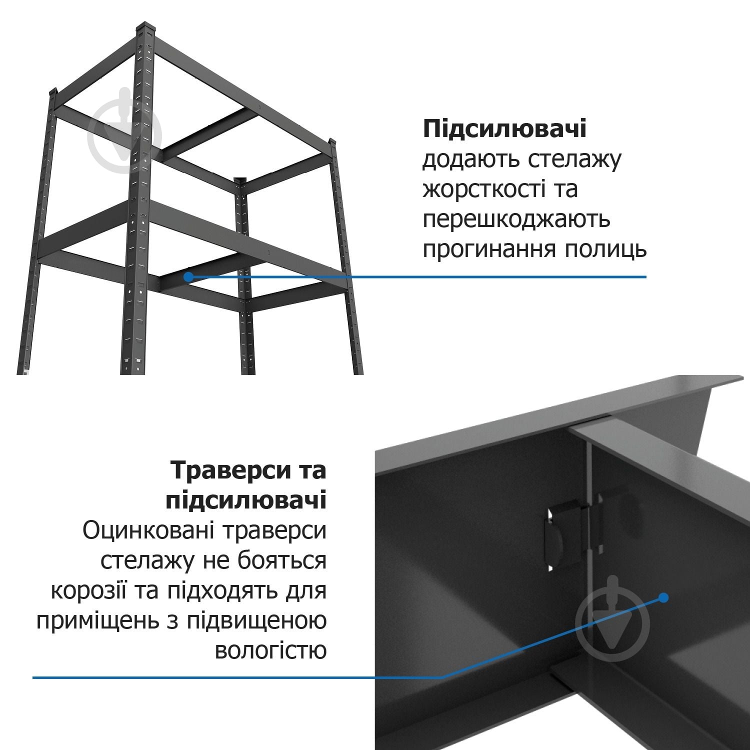 Стелаж 1800x400x400 мм Меткас Бюджет антрацит ДСП полиці 5 шт. фарбований - фото 10