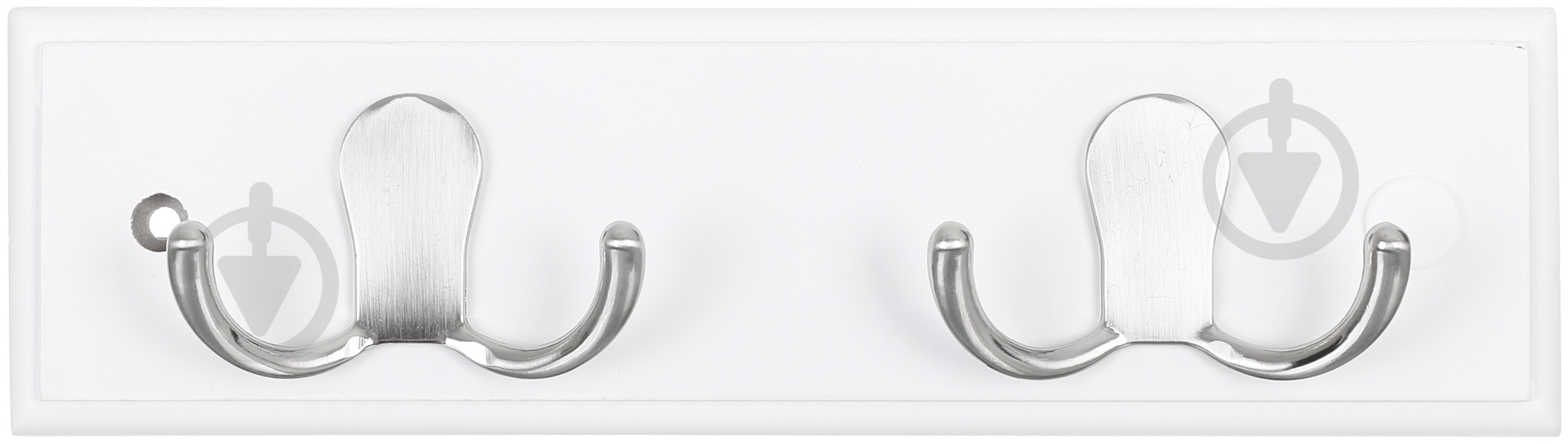 Вешалка для одежды настенная с 2 крючками 250х70х15 мм никель/белый 2 - фото 1