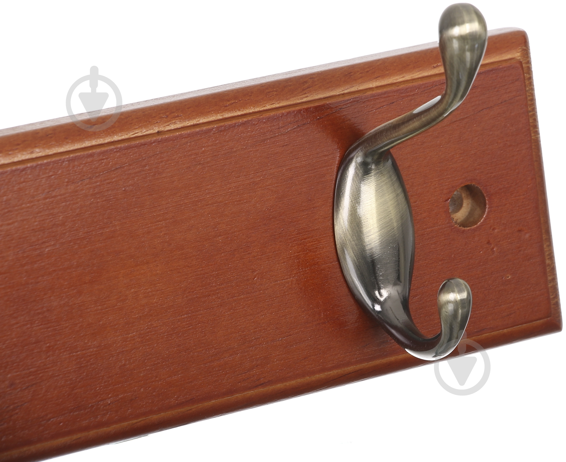 Вешалка для одежды настенная с 4 крючками 45х7х1.5 см 1+1 бронза/орех - фото 3