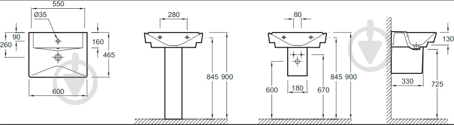 Умывальник Jacob Delafon Reve E4802-00 - фото 2